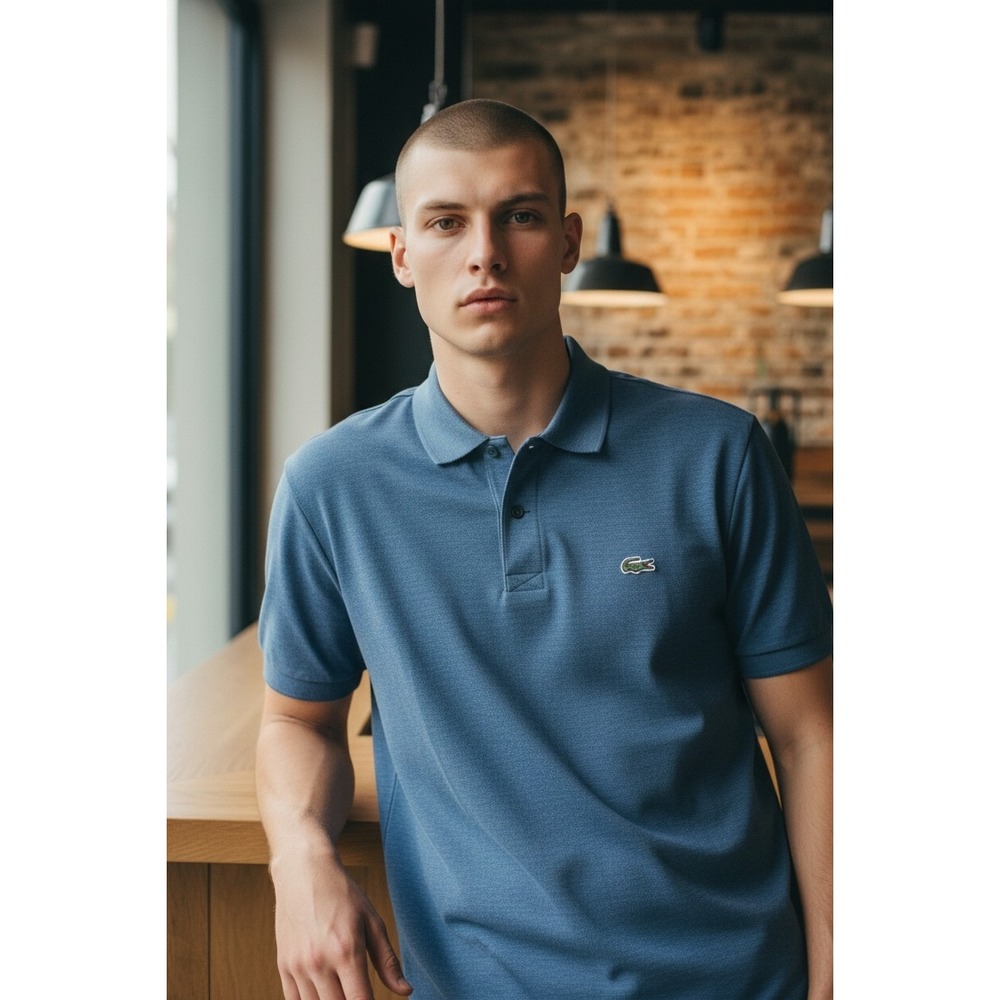Lacoste SPORT Men's Blue Plain Short Sleeve Polo Shirt  FR 7 US XXL EUC 3-button